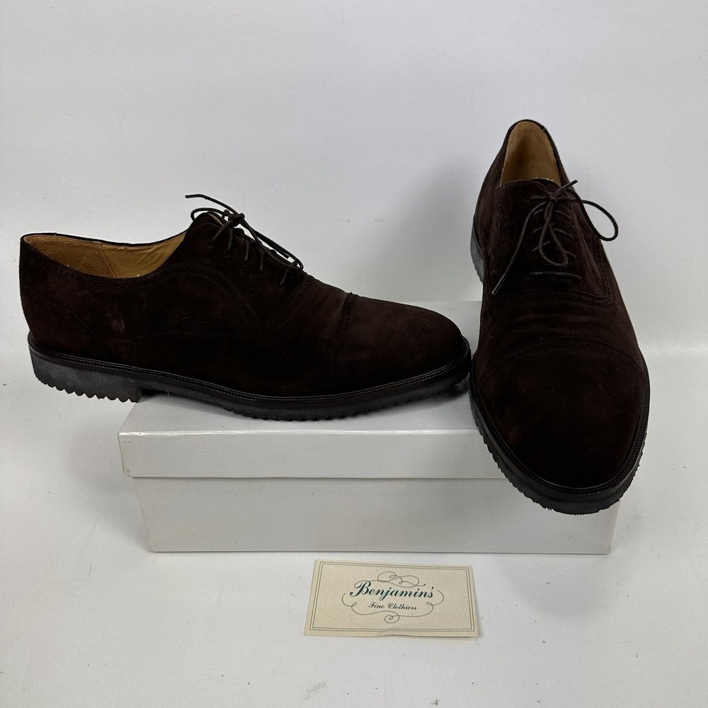 Benjamins Cap Toe Oxford shoes Brown Suede Men's Size 11.5 M Vibram Gumlite Sole
